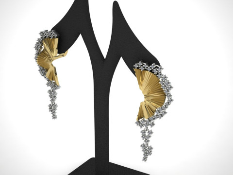 Elegante oorbellen afdrukbaar model sieraden goud luxe 3D printmodel