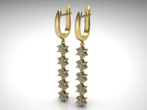 Elegant Earrings Printable Model Jewelry Gold Luxury 3D Print Model