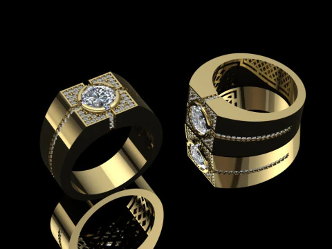 남성용 우아한 반지 인쇄할 수 있는 모델 보석류 골드 사치 3D 프린트 모델