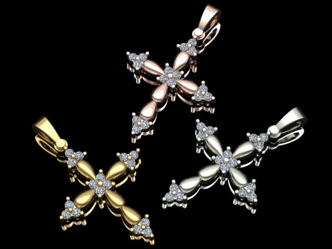 Elegante cruz pingente j&oacute;ias ouro luxo Modelo de Impressão 3D