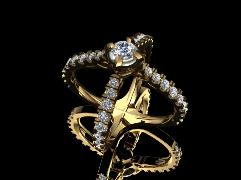 Bague élégante modèle imprimable bijoux or luxe Modèles 3D en vedette