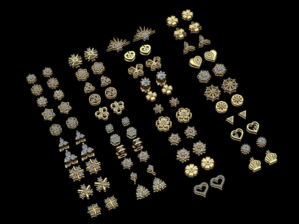 Elegant Earrings Printable Model Jewelry Gold Luxury 3D Print Model .c4d .max .obj .3ds .fbx .stl .blend