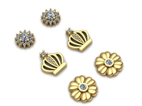 Elegant Earrings Printable Model Jewelry Gold Luxury 3D Print Model
