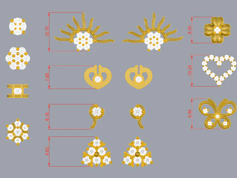 Elegant Earrings Printable Model Jewelry Gold Luxury 3D Print Model