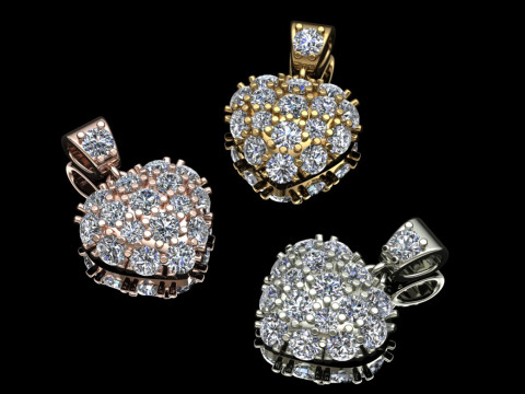 Pendentif Coeur Mod&egrave;le Imprimable Bijoux Or Luxe Modèles 3D en vedette