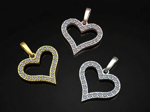 Heart Pendant Printable Model Jewelry Gold Luxury 3D Print Model