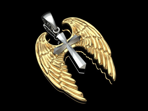 Elegant Cross Pendant Jewelry Gold Luxury 3D Print Model