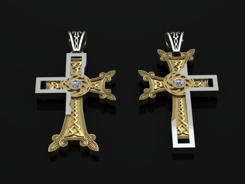 Elegant Cross Pendant Jewelry Gold Luxury 3D Print Model
