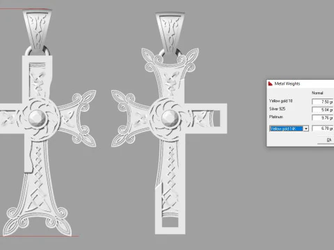 Elegant Cross Pendant Jewelry Gold Luxury 3D Print Model
