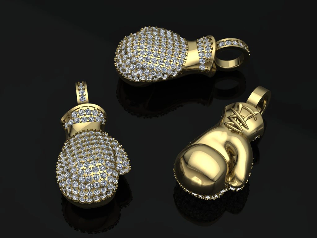 Boxer Glove Pendant Printable Model Jewelry Gold Luxury 3D Print Model .c4d .max .obj .3ds .fbx .stl .blend 