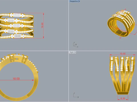 Elegant Ring Printable Model Jewelry Gold Luxury 3D Print Model
