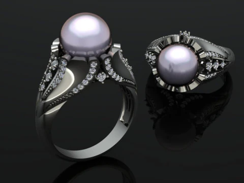 Pearl Ring Printable Model Jewelry Gold Luxury 3D Print Model