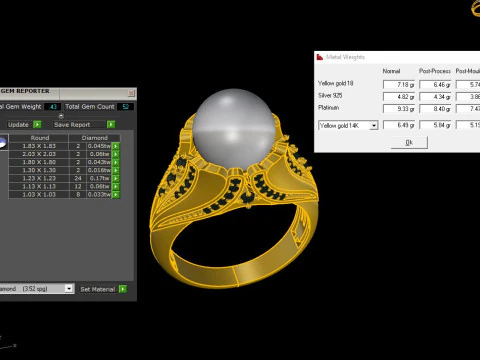 Pearl Ring Printable Model Jewelry Gold Luxury 3D Print Model