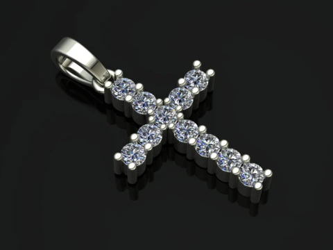 Pendentif croix &eacute;l&eacute;gant, bijoux en or de luxe Modèles 3D en vedette