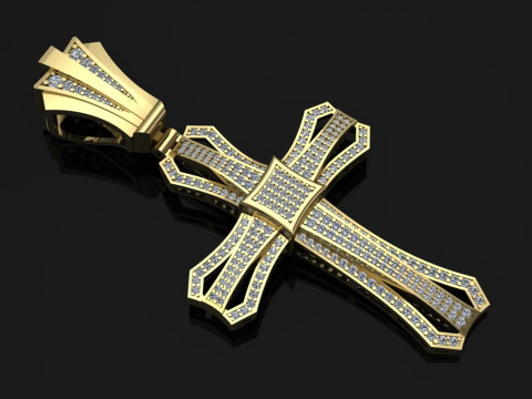 Elegant Cross Pendant Jewelry Gold Luxury 3D Print Model