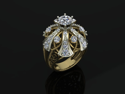 Elegant Ring Printable Model Jewelry Gold Luxury 3D Print Model