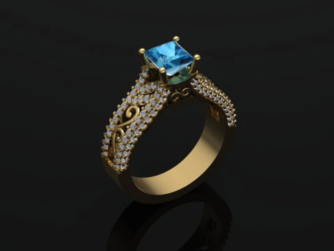 Bague &eacute;l&eacute;gante mod&egrave;le imprimable bijoux or luxe Modèles 3D en vedette