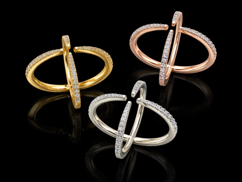 エレガントなリング 印刷可能モデル ジュエリー ゴールド 高級 3Dプリントモデル