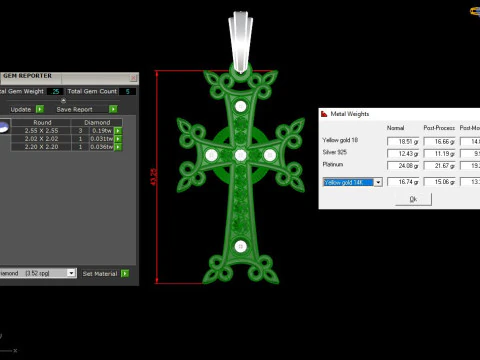 Elegant Cross Pendant Jewelry Gold Luxury 3D Print Model