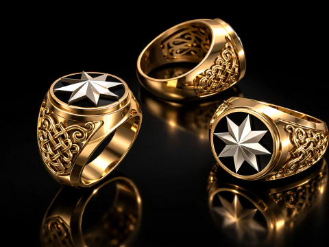 Anillo Elegante Para Hombre Modelo Imprimible Joyer&iacute;a Oro Lujo Modelo de impresión 3D