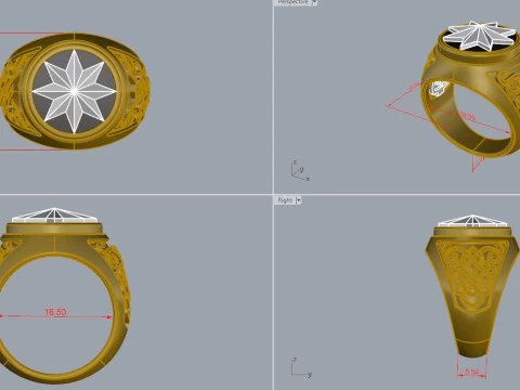 Elegant Ring For Mens Printable Model Jewelry Gold Luxury 3D Print Model