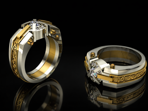 Elegant Ring For Mens Printable Model Jewelry Gold Luxury 3D Print Model