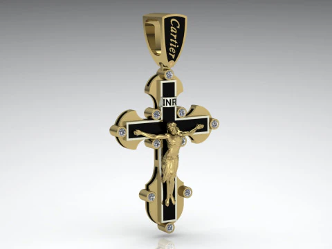 सुरुचिपूर्ण क्रॉस पेंडेंट आभूषण सोने की विलासिता 3D प्रिंट मॉडल