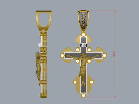 सुरुचिपूर्ण क्रॉस पेंडेंट आभूषण सोने की विलासिता 3D प्रिंट मॉडल