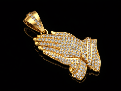 Jesus Praying Hands Pendant Jewelry Gold Luxury 3D Print Model