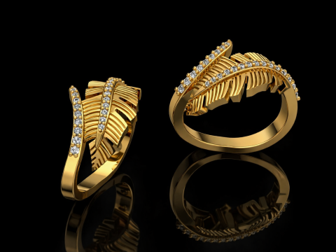 Feather Ring Printable Model Jewelry Gold Luxury 3D Print Model