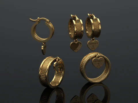 Набір Тіффані для друку Модель Ювелірні вироби Золота Розкіш 3D Принт Модель