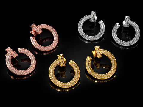 Tiffany-Ohrringe, druckbares Modell, Schmuck, Gold, Luxus 3D Druckmodell