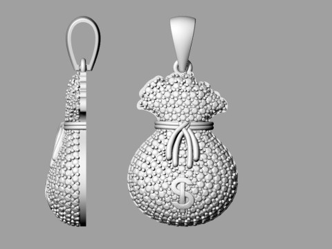 Money Bag Pendant Printable Model Jewelry Gold Luxury 3D Print Model