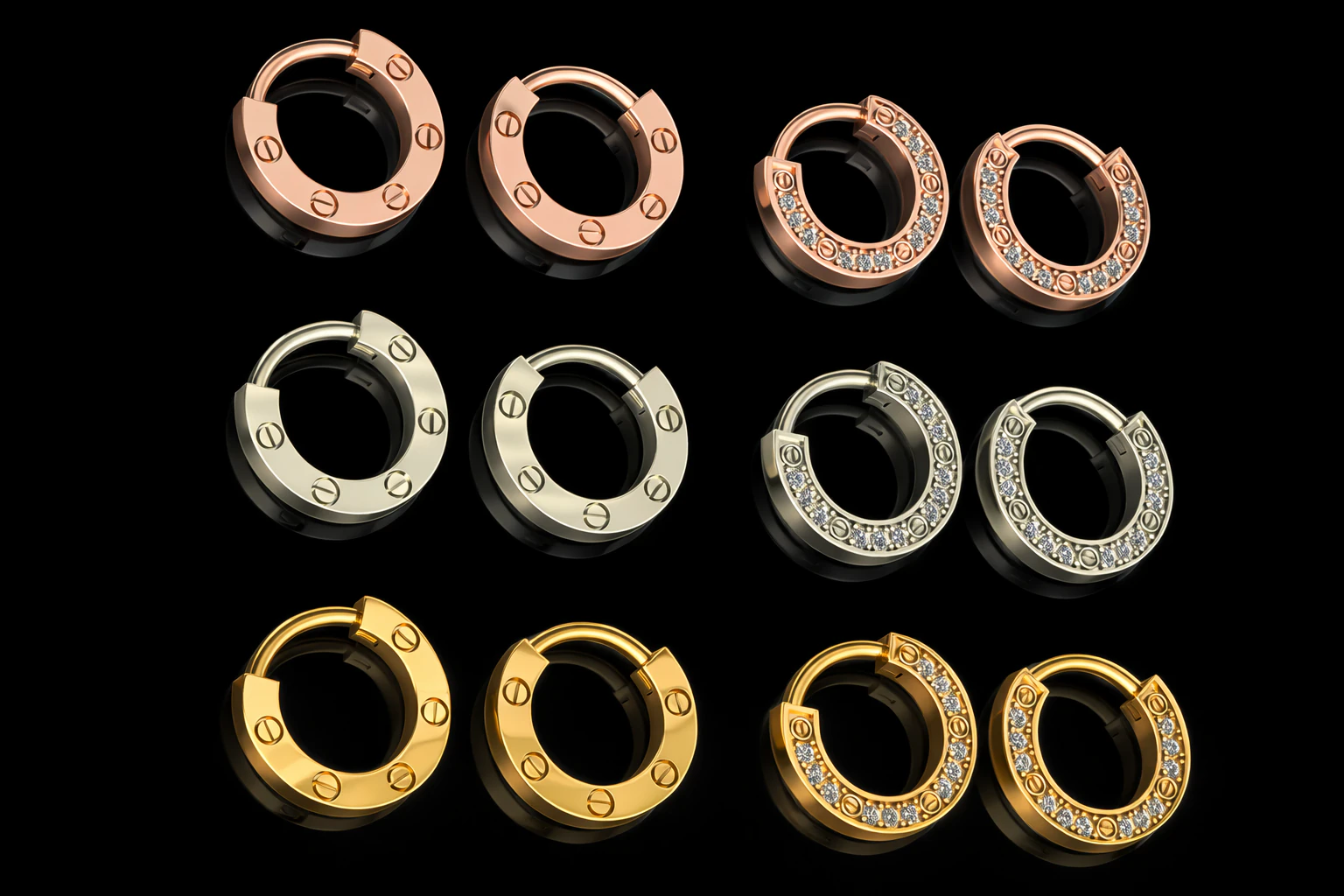 Brand Earrings Printable Model Jewelry Gold Luxury 3D Print Model .c4d .max .obj .3ds .fbx .stl .blend 