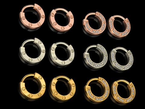 Brand Earrings Printable Model Jewelry Gold Luxury 3D Print Model