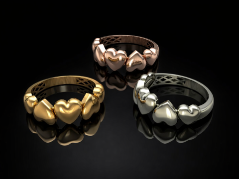 Heart Ring Printable Model Jewelry Gold Luxury 3D Print Model