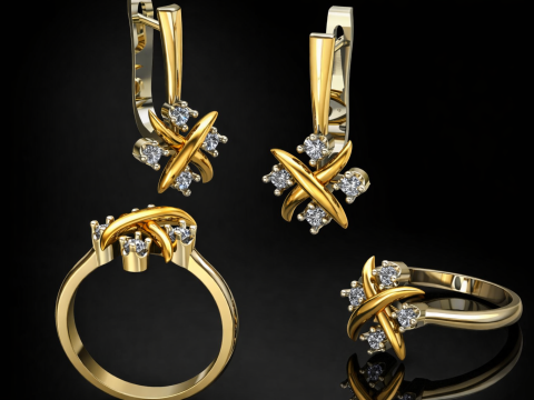 Tiffany Set Printable Model Jewelry Gold Luxury 3D Print Model