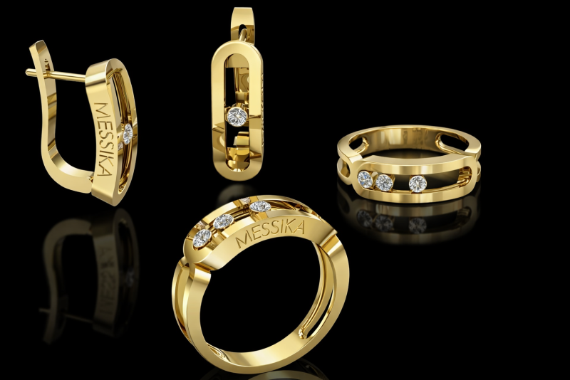 Messika Set Printable Model Jewelry Gold Luxury 3D Print Model .c4d .max .obj .3ds .fbx .stl .blend