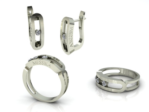 Messika Set Printable Model Jewelry Gold Luxury 3D Print Model