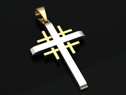 Elegant Cross Pendant Jewelry Gold Luxury 3D Print Model