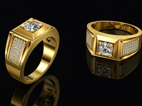2 Elegant Ring For Mens Printable Model Jewelry Gold Luxury 3D Print Model