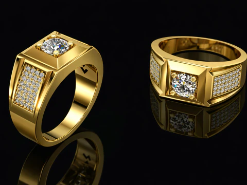 2 Elegant Ring For Mens Printable Model Jewelry Gold Luxury 3D Print Model