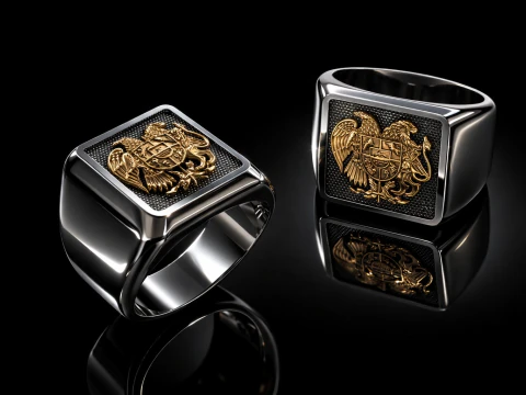 Armenian coat of arms Ring Printable Jewelry Gold 3D Print Model