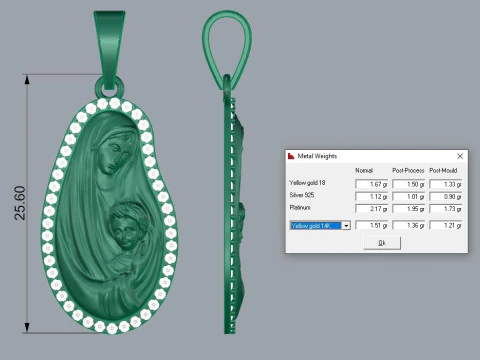 Maria Pendant Printable Model Jewelry Gold Luxury 3D Print Model