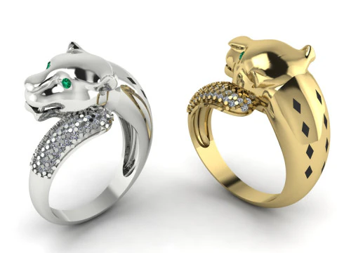 Panther Set Printable Model Jewelry Gold Luxury 3D Print Model