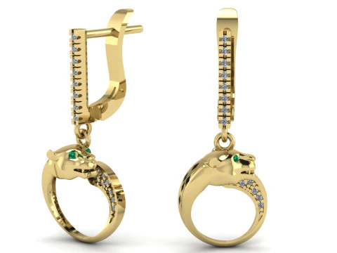 Panther Set Printable Model Jewelry Gold Luxury 3D Print Model