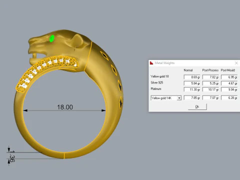 Panther Set Printable Model Jewelry Gold Luxury 3D Print Model