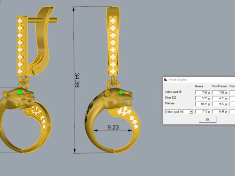 Panther Set Printable Model Jewelry Gold Luxury 3D Print Model