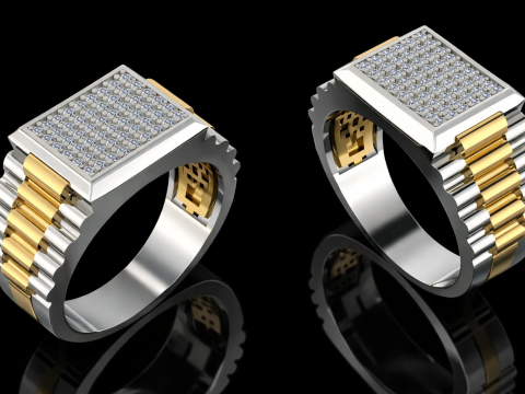 Elegant Ring For Mens Printable Model Jewelry Gold Luxury 3D Print Model