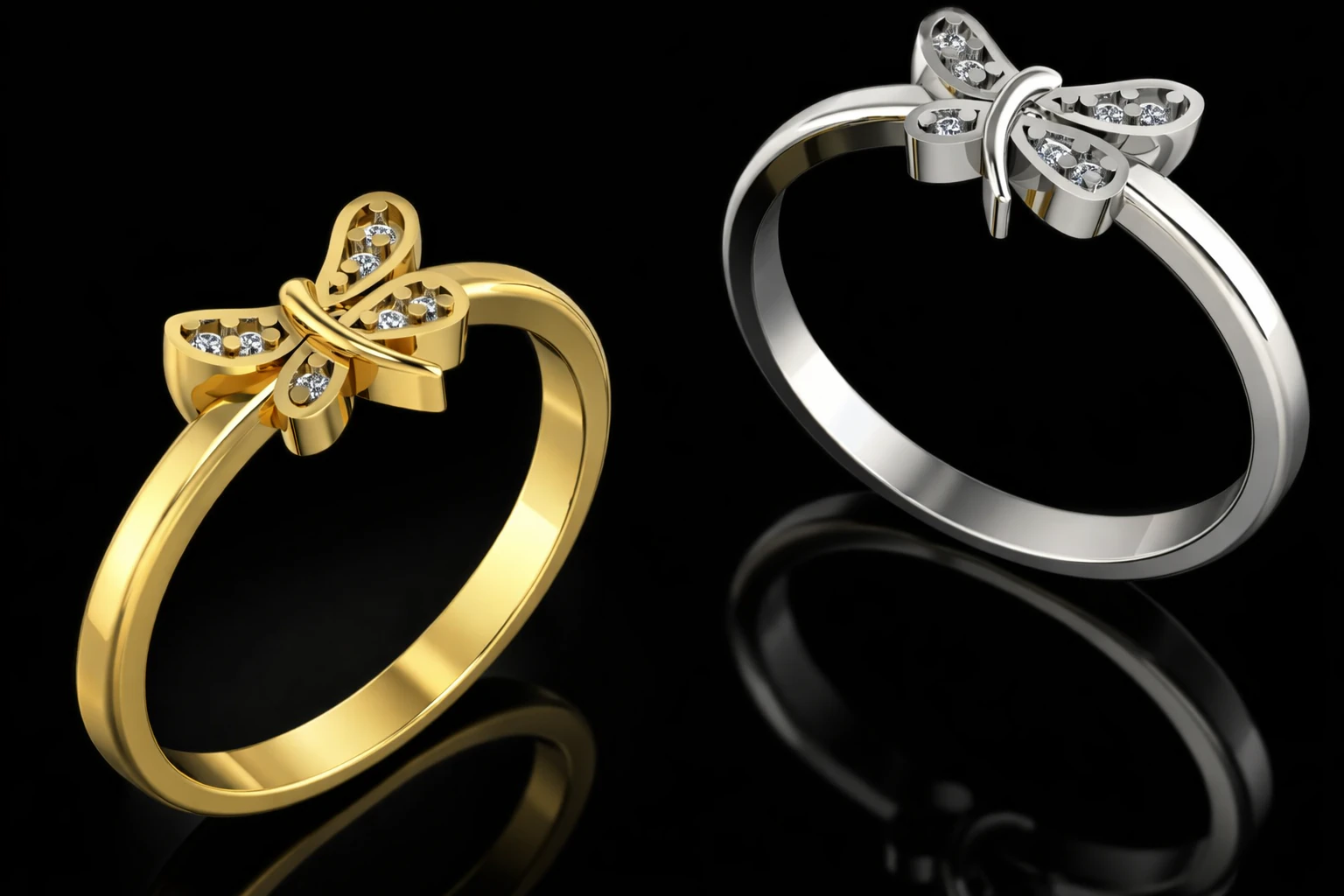 Butterfly Ring Printable Model Jewelry Gold Luxury 3D Print Model .c4d .max .obj .3ds .fbx .stl .blend 